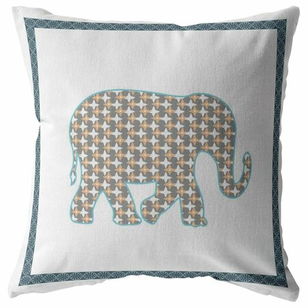 HOMEROOTS 16 in. Gold & White Elephant Indoor & Outdoor Throw Pillow 412436